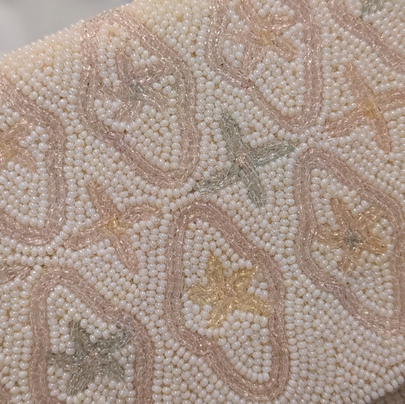 Vintage 1950s–60s Hand-Beaded Pastel Pearl Clutch – Bridal, Cocktail, Formal - Picture 9 of 14